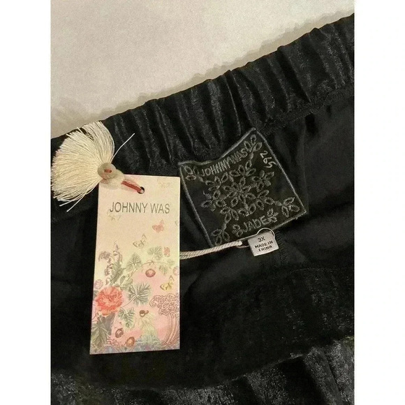 Johnny Was Women’s Pants 3X Black Shimmer Crinkle High Rise Wide Leg NWT $295 - Picture 4 of 11